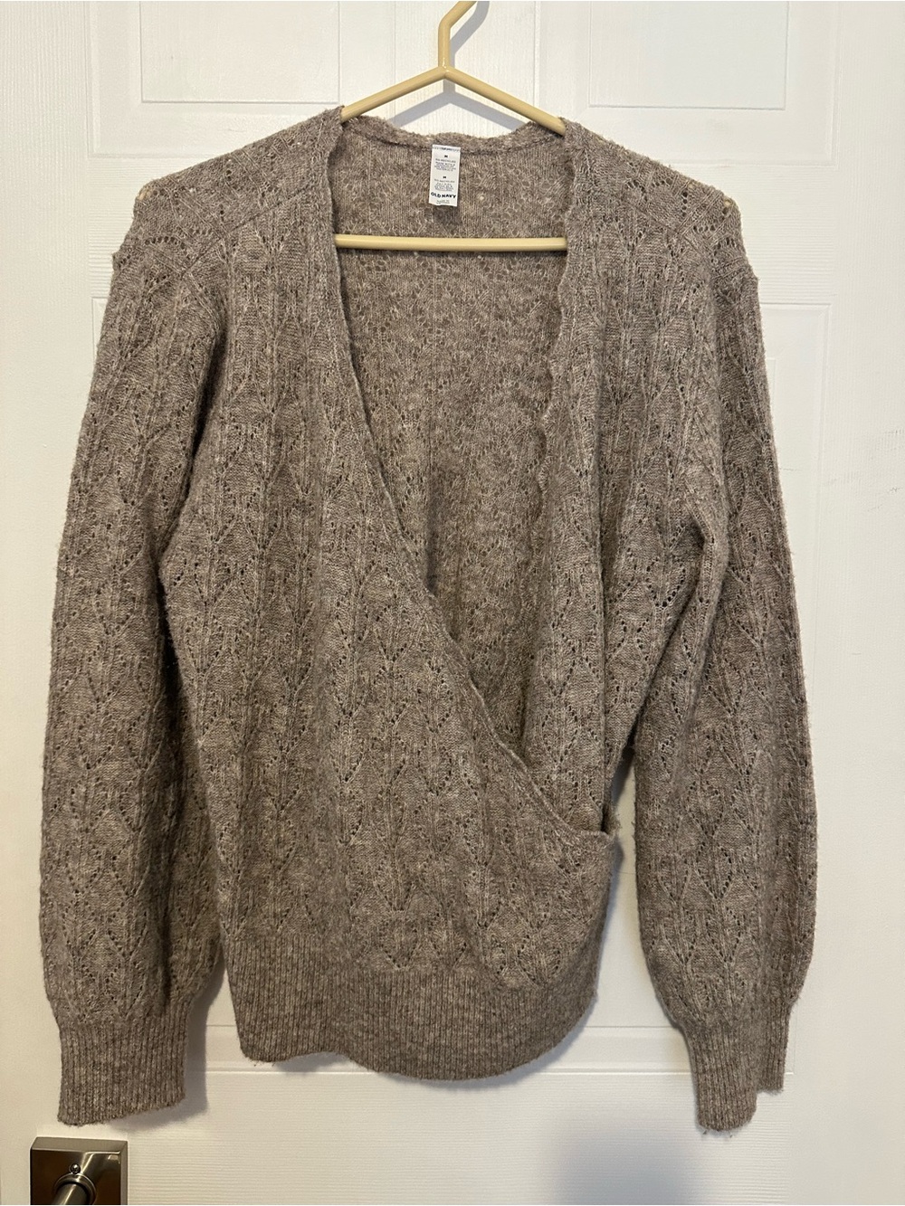 Old Navy Taupe Cable-Knit Wrap Cardigan
